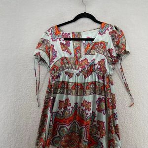 Alice & Trixie Womens Top size Medium Paisley Satin Elastic Waist retro 70s